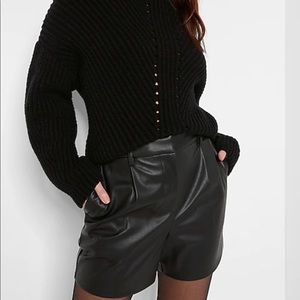 High waisted faux leather shorts